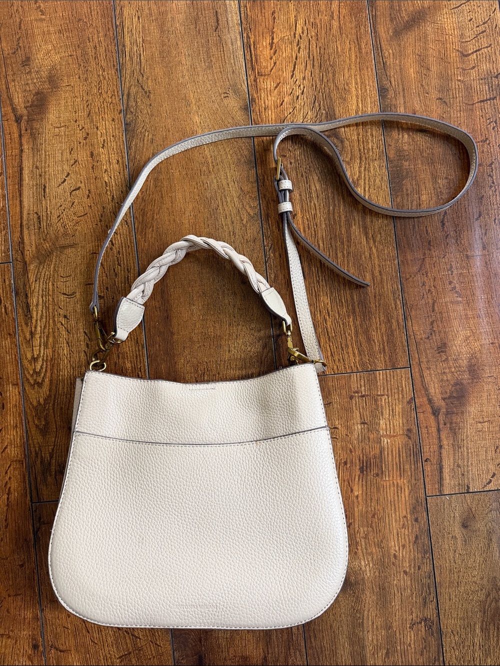 ANTONIO MELANI Cream Braided-Handle Leather Crossbody